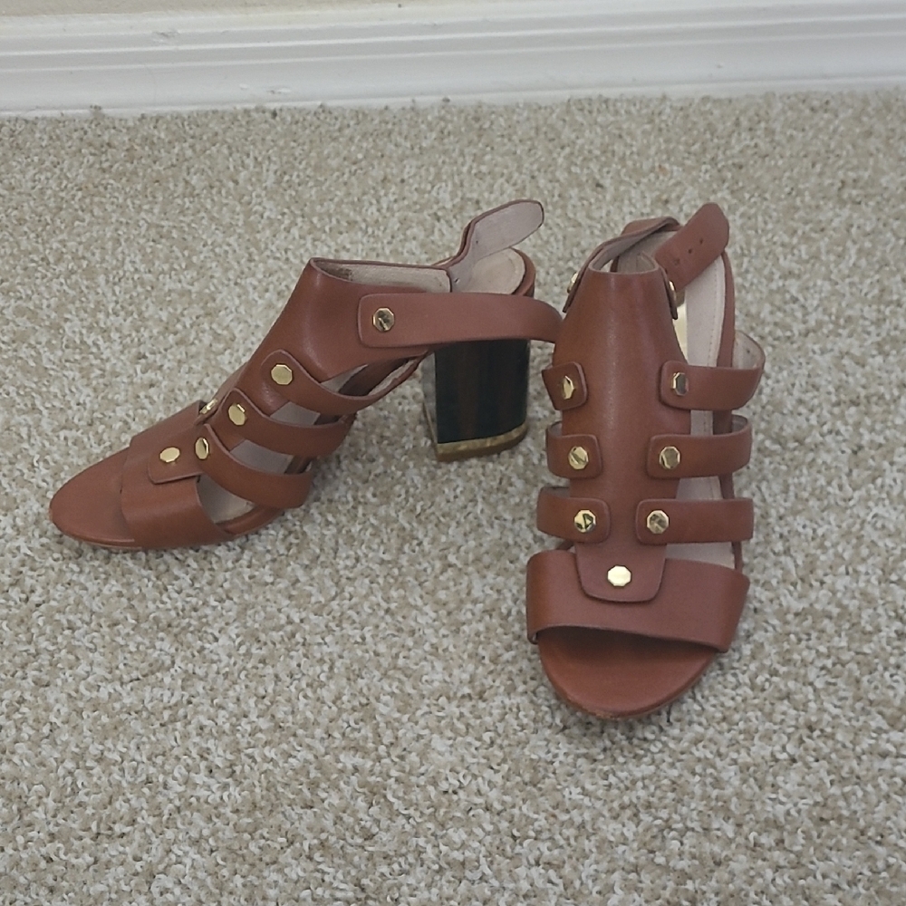 Vince Camuto Brown Gladiator Sandals with Block Heel